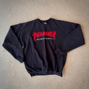 Thrasher Godzilla Black Crewneck Sweatshirt - Men's M